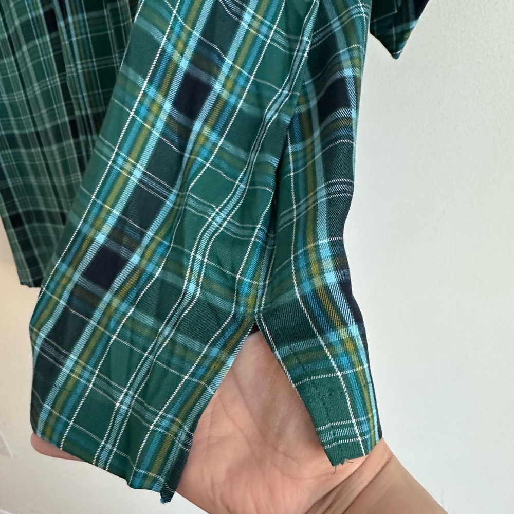 J. Jill Green Blue Plaid Tunic Top 3X NWT Boatneck 3/4 Sleeve Pocket Plus Sz - Picture 8 of 10